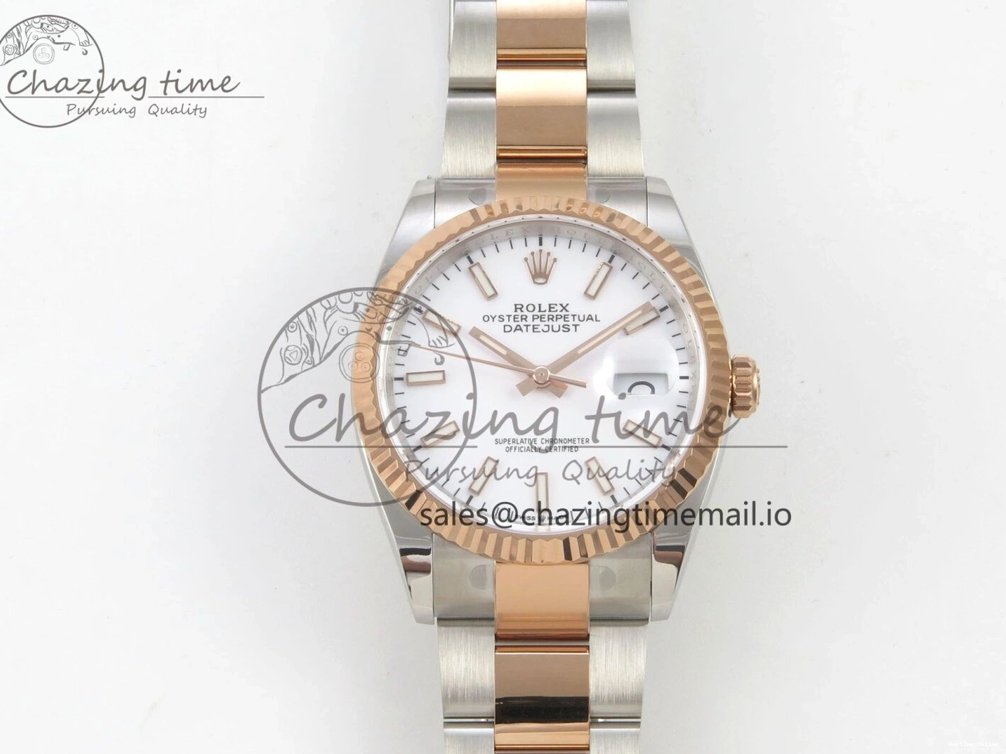 0415 DateJust 36 SS RG ARF 1:1 Best Edition 904L Steel White Stick Dial on Oyster Bracelet SH FashionForward 84